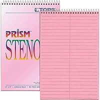 TOPS Prism Steno Notebook, Pink Paper, Spiral, Small Size, 80 Sheets, 4 Pack, 6