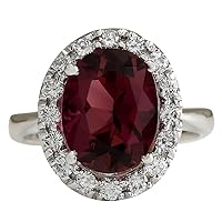 4.29 Carat Natural Pink Tourmaline and Diamond (F-G Color, VS1-VS2 Clarity) 14K White Gold Cocktail Ring for Women Exclusively Handcrafted in USA
