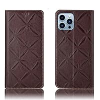for Apple iPhone 13 Pro Max (2021) 6.7 Inch Folio Cover, Flower Pattern Leather Magnetic Flip Phone Case with Card Slot [Kickstand],Brown