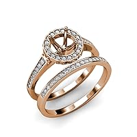 Natural Diamond Bridal Set Halo Semi Mount Ring & Wedding Band 0.40 ctw 18K Gold