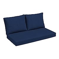 Arden Selections Outdoor Loveseat Cushion Set, 48 x 24, Water Repellent, Fade Resistant, Cushion Set for Couch, Bench, and Swing 48 x 24, Sapphire Blue Leala