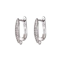 Pandahall 2pc Platinum Plated Cubic Zirconia Hoop Earrings Lever Back Huggie Stud Earrings Components Findings for Women Girls Jewelry Making DIY Gifts
