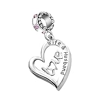 I Love You Wife Husband Heart Valentines Day Birthday Wedding Dangle Charms Compatible with Pandora Bracelet for Women Girlfriend