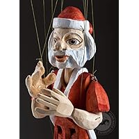 Czech Marionettes, Santa Clause - Hand Carved and Hand Painted Christmas Wooden Puppet, Winter Atmosphere String Puppet, Detailed Decoration, Ideal for Collectors or Theater Performances, 19 inches