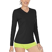 Boladeci Women's UPF 50+ Sun Shirts V Neck Long Sleeve Lightweight Quick Dry UV Protection Clothing Rash Guard Swim T-Shirts