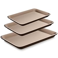 NutriChef 3-Piece Nonstick Cookie Sheets for Baking - Thick & Premium Steel Baking Pans in 3 Convenient Sizes - XL(21