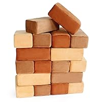 The Original Premium Plush Building Block for Kids - Certified Safe Foam Blocks in Luxuriously Soft Fabric Covers - Set of 24 (Desert)