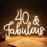 LED Neon Light Sign 40 & Fabulous Cheers To Forty Years Old Birthday Party Wall Decor Sign Gifts Bedroom Living Room Sign Backdrop Happy 40th Birthday Party USB 15.8