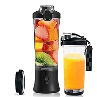 Portable Blender USB Rechargeable, Personal Size Blender Juicer Machines Cup For smoothies and shakes, 20oz Mini Fruit Mixer Cup with Six Blades (Black)