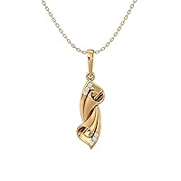 Certified 18K Gold Elegant Pendant in Round Natural Diamond (0.03 ct) with White/Yellow/Rose Gold Chain Engagement Necklace for Women