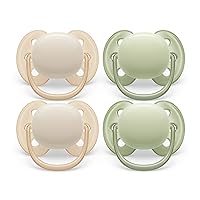 Philips Avent Ultra Soft Pacifier - 4 x Soft and Flexible Baby Pacifiers for Babies Aged 0-6 Months, BPA Free with Sterilizer Carry Case, SCF091/23
