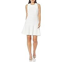 Tommy Hilfiger Women's Petite Fit and Flare Knee-Length Sleeveless Round Neck Knit, Cream, 12