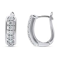 Seven Stone Clip on !! !! Light Weight 925 Sterling Silver Simulated Diamond Omega Back Women/Girl Earring