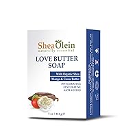 SheaOlein Love Butter Soap Bar With Shea, Mango & Cocoa Butter | 100% Organic & Natural | Therapeutic Grade Deep Cleanse | Essential Oils Detoxifying Soap | For Men, Women & Teens | Chemical Free | V