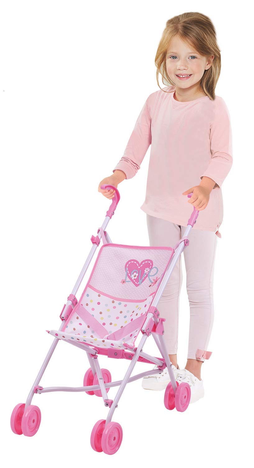 Hauck Love Heart Doll Umbrella Play Stroller, Carry Baby Doll or a Favorite -Stuffed Animal Friend, Toy Fits Dolls Up to 18 inches, Great Gift for Push Around Caring Play, Kids Ages 3 and Up