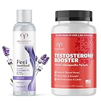 Promescent Lavender Massage Oil for Massage Therapy, Massage Oils for Date Night + Testosterone Booster for Men, KSM-66 Ashwagandha, Horny Goat Weed, Fenugreek and Tribulus