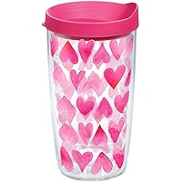 Tervis Valentine's Day Pink Hearts All Over Made in USA Double Walled Insulated Tumbler Travel Cup Keeps Drinks Cold & Hot, 16oz, Clear