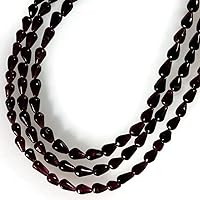 Semi Precious Stone Necklace 8x4mm Garnet Beads in Three Strands,17,18,19 inch Gemstone Necklace for Women Healing- AqBeadsUk