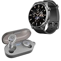 TOZO S5 Smartwatch (Answer/Make Calls) Sport Mode Fitness Watch, Black + T10 Wireless Bluetooth in-Ear Headphones Gray