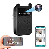 𝟐𝟎𝟐𝟒 𝐔𝐩𝐠𝐫𝐚𝐝𝐞𝐝 Spy Camera Wireless Hidden WiFi Camera with Remote View - 2K HD Wall Outlet Camera - Hidden Spy Camera Charger - Nanny Cam Hidden Camera for Home/Office/Hotel - Motion Alert