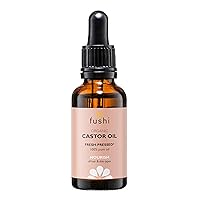 Fushi Organic Castor Oil 1 Fl Oz 100% Pure Cold & Fresh-Pressed For Dry Skin & Hair Growth, Eyelashes & Eyebrows Hexane Free Food-grade for inner health Sustainably Sourced
