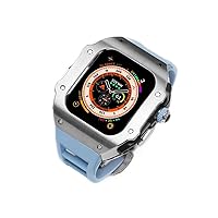 HOUCY Luxury Case+Fluorine Band For Apple Watch Ultra 49mm, Mod Kit Fluororubber Strap Cover For Iwatch Ultra