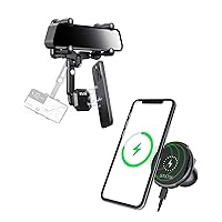 Statik HyperMount Car Phone Mount Charger & Magnetic Car Rear View Mirror Phone Holder