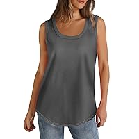 Womens Tank Tops, Womens Flowy Summer Tops Oversized Summer 2024 Tunic Top Loose Fitting Round Neck Camisole, S, XXL