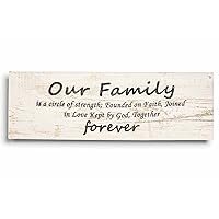 Inkdotpot Stretched Canvas Quotes Wall Art Decor, Our Family Is A Circle Of Strength; Founded On Faith, Joined In Love Kept By God, Together Forever Wall Decor- 8 x 24 Rustic Wall Art Sign