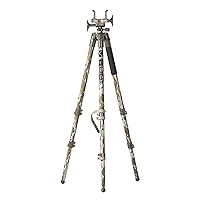 BOG DeathGrip Mossy Oak Bottomland Camo Tripod with Durable Aluminum Frame, Lightweight, Stable Design, Bubble Level, Adjustable Legs, and Hands-Free Operation for Hunting, Shooting, and Outdoors