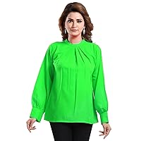 Women's Top Tunic Party Wear Green Color Plus Size