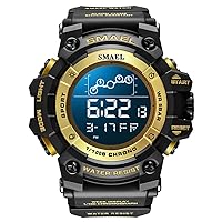 Men’s Sport Watches Military Outdoor Sports Digital Watch Large Face Waterproof with Stopwatch Alarm Countdown Dual Time,Wide-Angle Display Digital Wrist Watches for Men Women