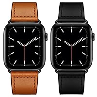 KYISGOS Compatible with Apple Watch Series 8 7 6 5 4 3 2 1 SE2 SE Genuine Leather Replacement Band Strap 41mm 40mm 38mm Brown & Black