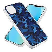 Blue Camo Sharks Protective Phone Case Ultra Slim Case Shockproof Phone Cover Shell Compatible for iPhone 14 Max