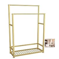 Floor Towel Stand Freestanding Metal Towel Rack for Bathroom with Bottom Shelf for Hand Towels Face Cloths Washcloths Stored/Gold/60 X 23 X 100Cm