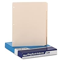 Oxford Blank Write-On Binder Dividers, 5-Tab, 1/5 Cut, 3-Hole Punched, Letter Size, Manila, 20 Sets Per Box (13V) - Cream