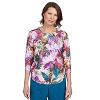 Alfred Dunner Classic Floral Watercolor Polyester Top