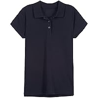IZOD Girls' School Uniform Adaptive Short Sleeve Polo Shirt, Velcro Closure & Faux Buttons, Comfortable Interlock Fabric