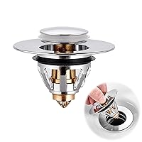 Valve Plug Drain Filter, Stainless Steel Rebound Core Push Type, Bounce Drain Filter, Sink Drain Plug Stopper with Basket for Sink, Bath Kitchen