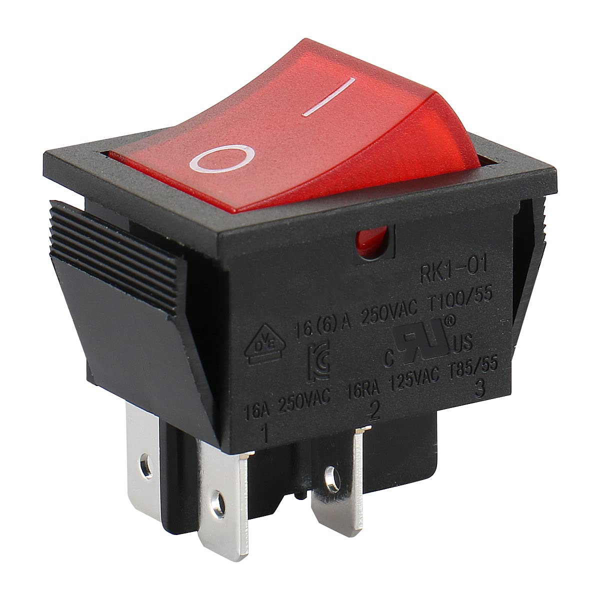 Baomain Red Light DPST ON/Off Snap in Boat Rocker Switch 4 Pin 16A/250V UL TUV List 1 Pack