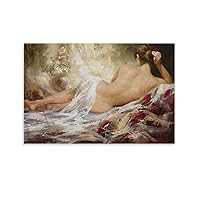 ESyem Posters Sexy Nude Sleeping Woman Oil And Watercolor Modern Semi-nude Wall Art Canvas Painting Posters And Prints Wall Art Pictures for Living Room Bedroom Decor 24x36inch(60x90cm) Unframe-style