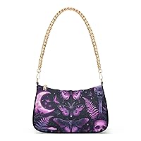 Shoulder Bags for Women Purple Butterfly Hobo Tote Handbag Small Clutch Purse with Zipper Closure