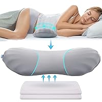 Adjustable Lumbar Support Pillow for Sleeping Memory Foam Back Support Pillow for Lower Back Pain Relief, Back Pillow for Sleeping, Lumbar Support Pillow for Bed and Chair with 2 Insert Pads