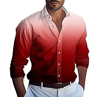 Mens Shirts Long Sleeve Button Down Casual Shirts Lightweight Summer Beach Blouse Fashion Regular Fit Tee Tops