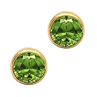 Multi Choice Round Shape Gemstone 925 Sterling Silver Yellow Gold Plated Solitaire Stud Earring