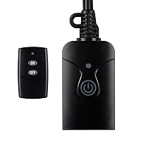 HBN Outdoor Indoor Wireless Remote Control 3-Prong Outlet Weatherproof Heavy Duty 15 A Compact 1 Remote 1 Outlet with Remote 6-inch Cord 100ft Range ETL Listed (Battery Included)