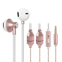 Air Tube Headphones EMF Free Airtube Earbuds Wired with Patented Air Tube Technology for Safe Listening Mode Air Tube Headset Noise Isolating in-Ear Earbud with Mic - Rose Gold