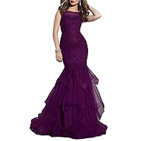 Women's Lace Mermaid Prom Dress Long Beaded Evening Ball Gowns