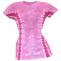 Led Zeppelin - Logo Tie Dye Juniors T-Shirt - Large Pink
