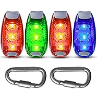 4 Pack LED Safety Light Strobe Lights for Runner Walking Bicycle Boat Dog Collar Stroller Night Running, Best Flashing Warning Clip on Small Reflective Light Accessories